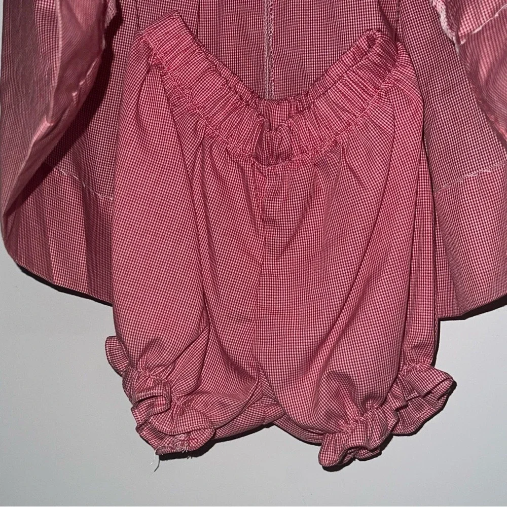 Aunt Pollys Baby Girls Red Gingham Smocked Donkey Patriotic Dress Bloomers 9M